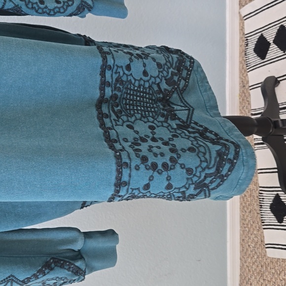 Daily Practice Anthropologie Blaine Embroidered Hoodie Mini Dress Green MEDIUM - Picture 11 of 14